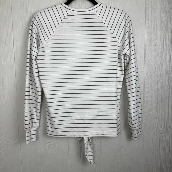 Club Monaco Black White Striped Long Sleeve Tie Front Shirt Size Small Casual - Picture 8 of 8